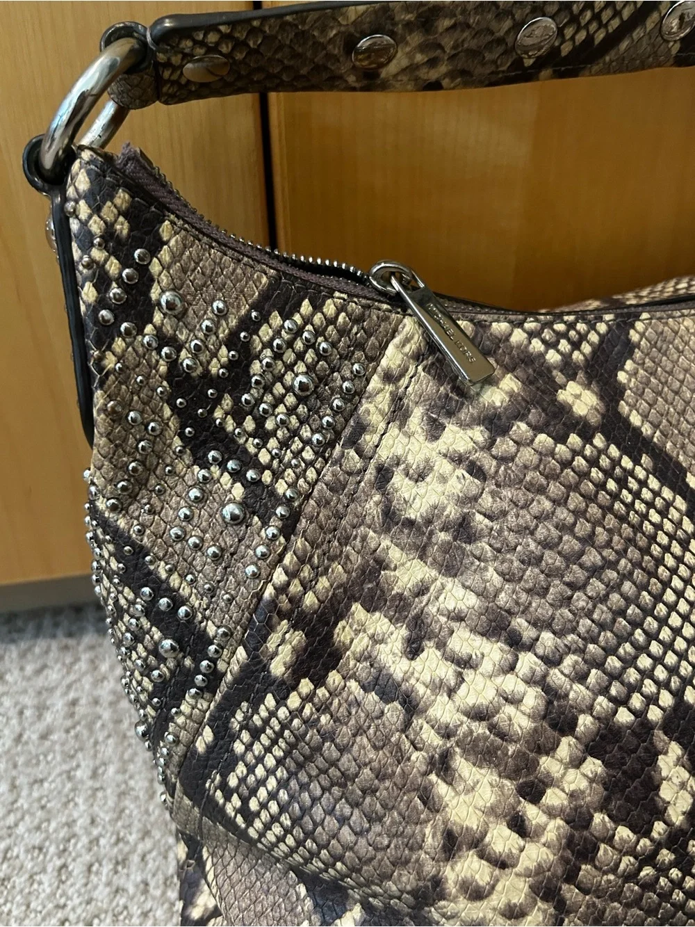 Michael Kors Snake-Print Hobo Bag in Brown and Black